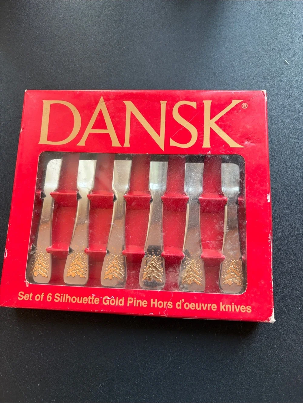 Set of 6 Dansk Gold Pine Hors d'Oeuvre Knife Set